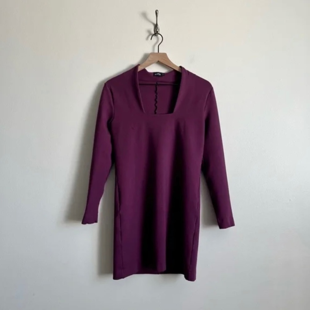 KATE SPADE Saturday Bodycon Square Neck Dress Purple Long Sleeve Size Medium